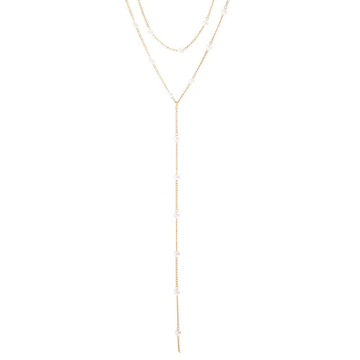 Bohemia Layered Pearl Chain Y Necklace Set