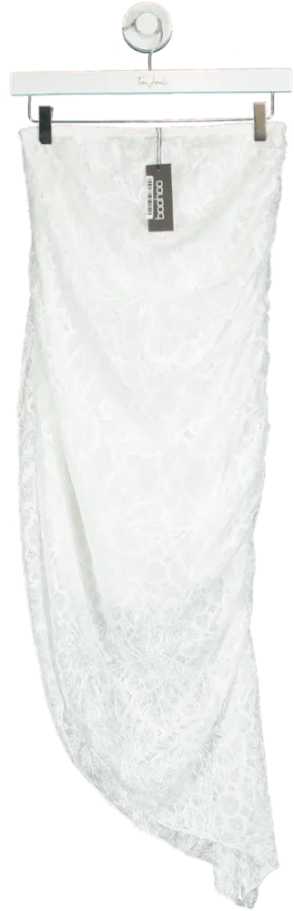 Boohoo White Lace Asymmetric Dress UK 12