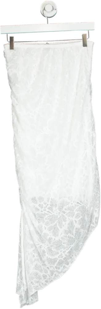 Boohoo White Lace Asymmetric Dress UK 12