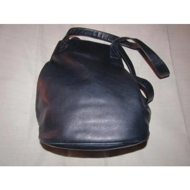 Bottega Veneta Vintage Pursesdesigner Purses Textured Navy Blue Leather Satchel