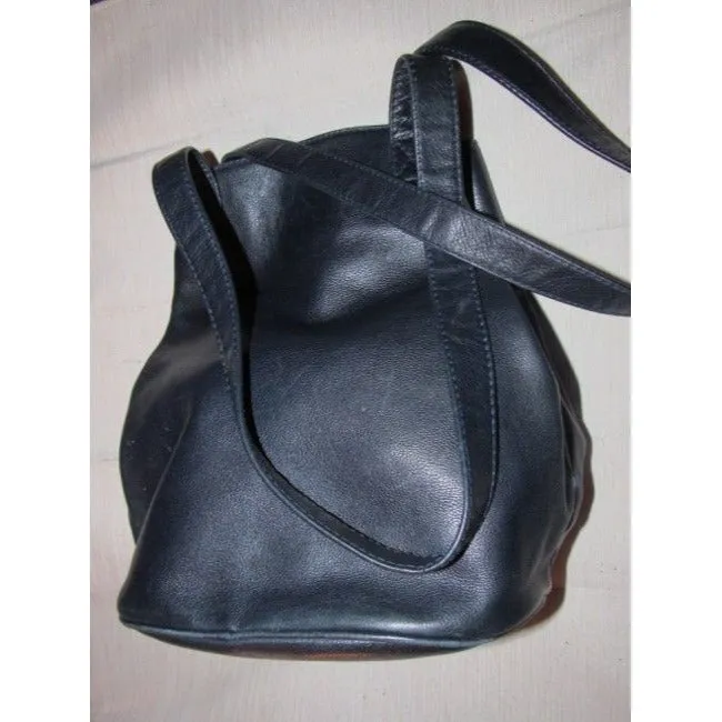 Bottega Veneta Vintage Pursesdesigner Purses Textured Navy Blue Leather Satchel