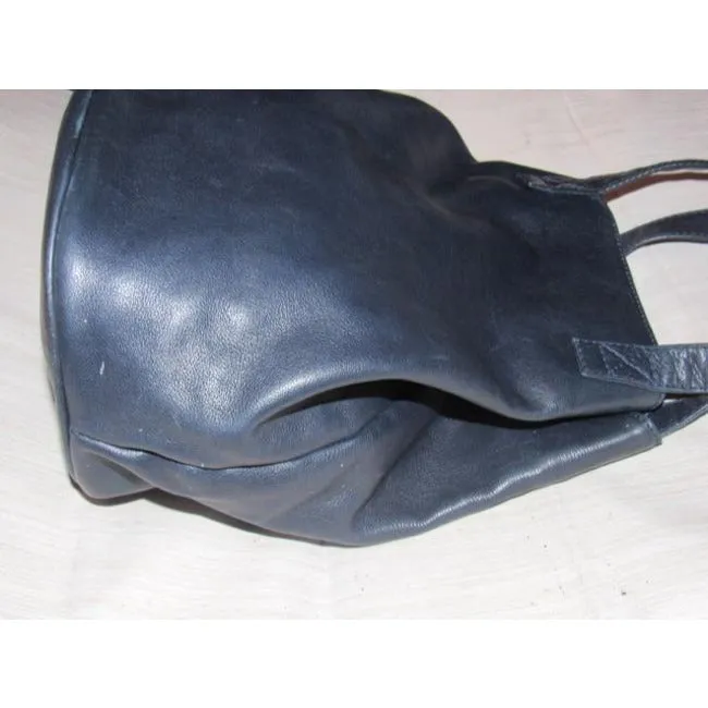 Bottega Veneta Vintage Pursesdesigner Purses Textured Navy Blue Leather Satchel