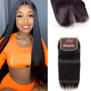 Brazilian Straight Bundles With 7×7 Closure 10A Grade 100% Human Remy Hair MYLOCKME