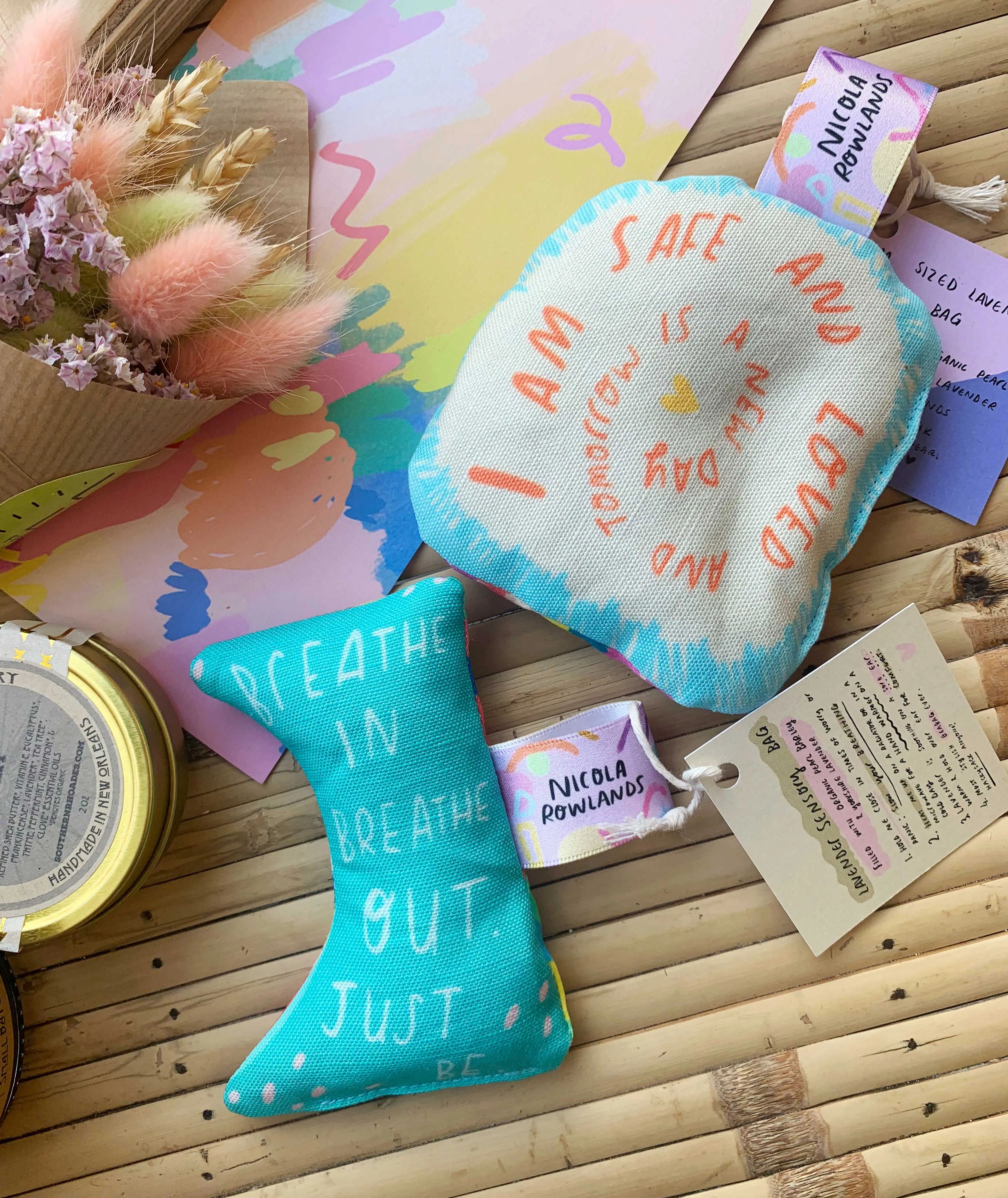 Breathe In & Out Sensory palm bag by Nicola Rowlands