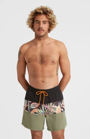 Cali Block 15'' Badehose | Black Tropical Flower