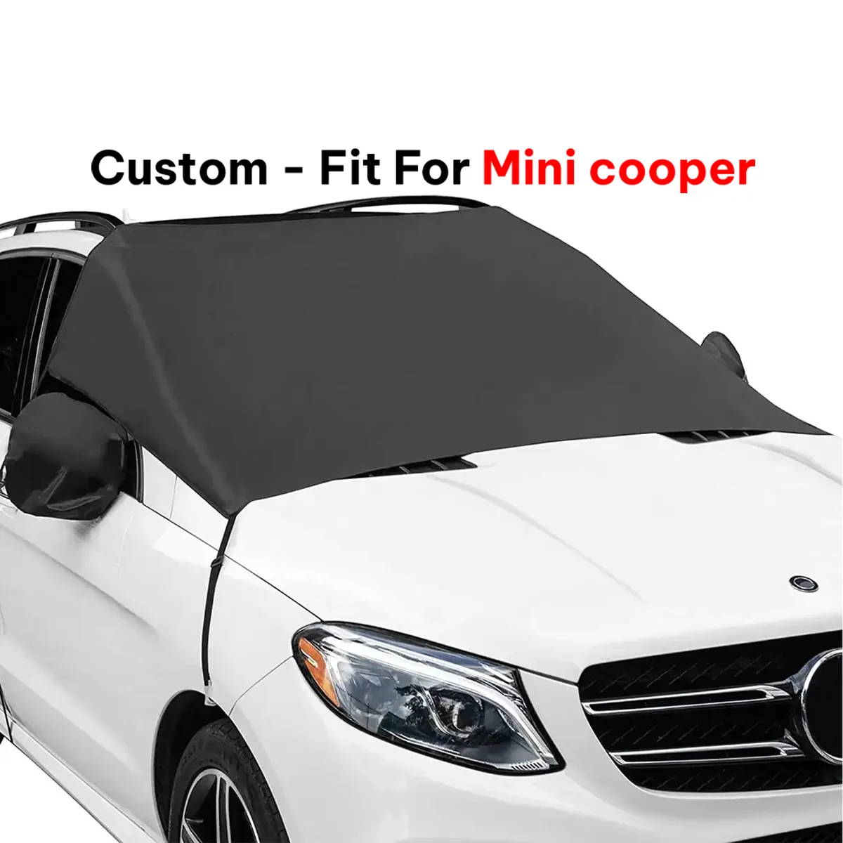Car Windshield Snow Cover, Custom-Fit For Car, Large Windshield Cover for Ice and Snow Frost with Removable Mirror Cover Protector, Wiper Front Window Protects Windproof UV Sunshade Cover WAMT235
