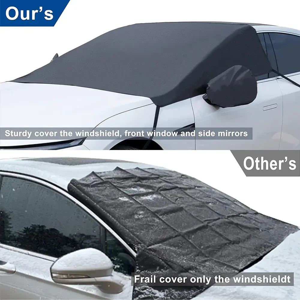 Car Windshield Snow Cover, Custom-Fit For Car, Large Windshield Cover for Ice and Snow Frost with Removable Mirror Cover Protector, Wiper Front Window Protects Windproof UV Sunshade Cover WAOV235