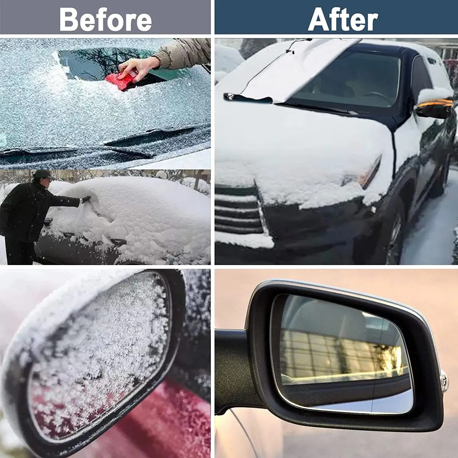 Car Windshield Snow Cover, Custom-Fit For Car, Large Windshield Cover for Ice and Snow Frost with Removable Mirror Cover Protector, Wiper Front Window Protects Windproof UV Sunshade Cover WAOV235