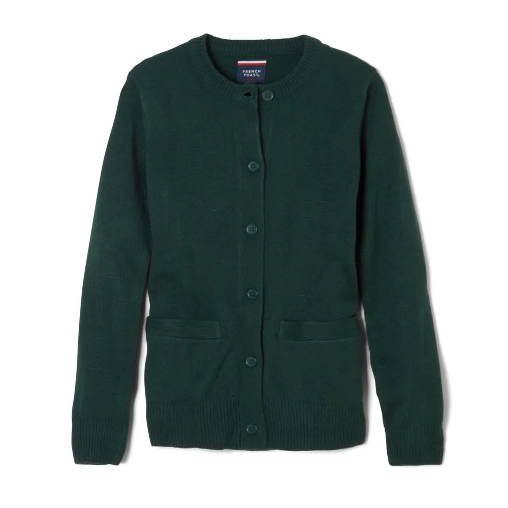 Cardigan Sweater, Girls Hunter Anti-Pill Crew Neck