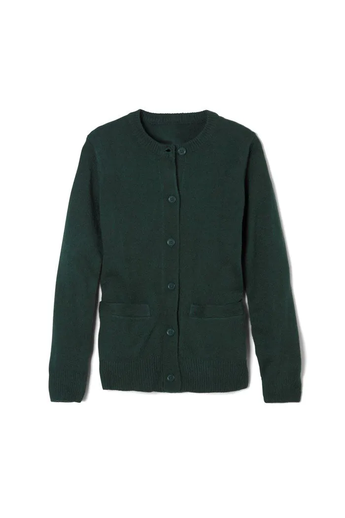 Cardigan Sweater, Girls Hunter Anti-Pill Crew Neck