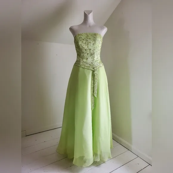 Cassandra Stone Lime Green Strapless Formal Gown Prom Dress