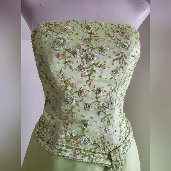 Cassandra Stone Lime Green Strapless Formal Gown Prom Dress