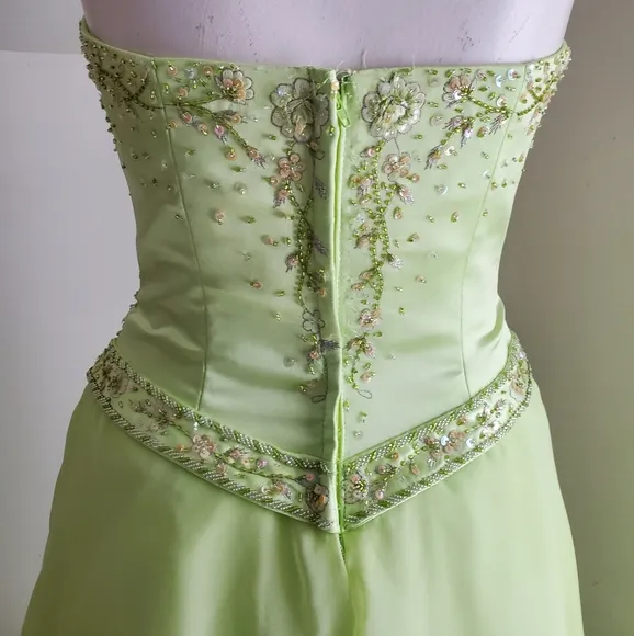 Cassandra Stone Lime Green Strapless Formal Gown Prom Dress