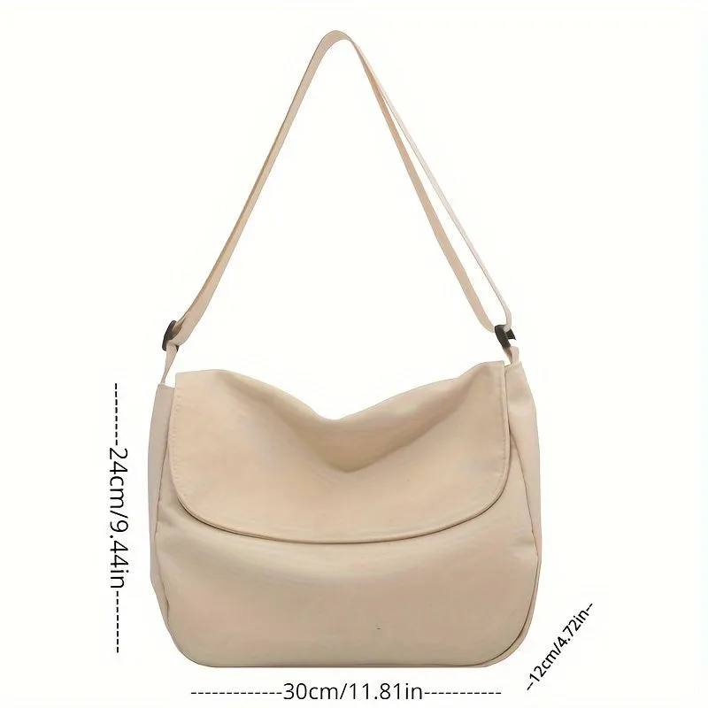 Casual Large Capacity Flap Shoulder Bag, Simple Solid Color Crossbody Bag, Perfect Messenger Bag For Daily Commuting