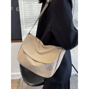 Casual Large Capacity Flap Shoulder Bag, Simple Solid Color Crossbody Bag, Perfect Messenger Bag For Daily Commuting