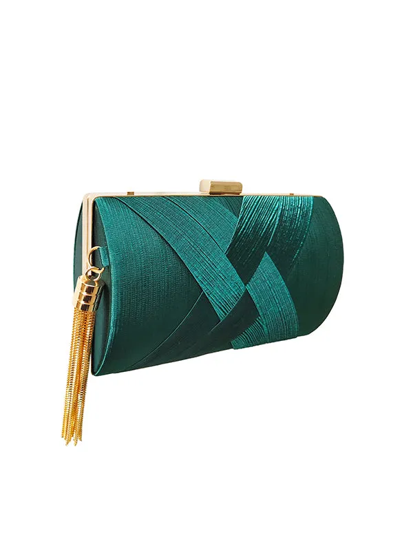 Chains Contrast Color Tasseled Banquet Handbags