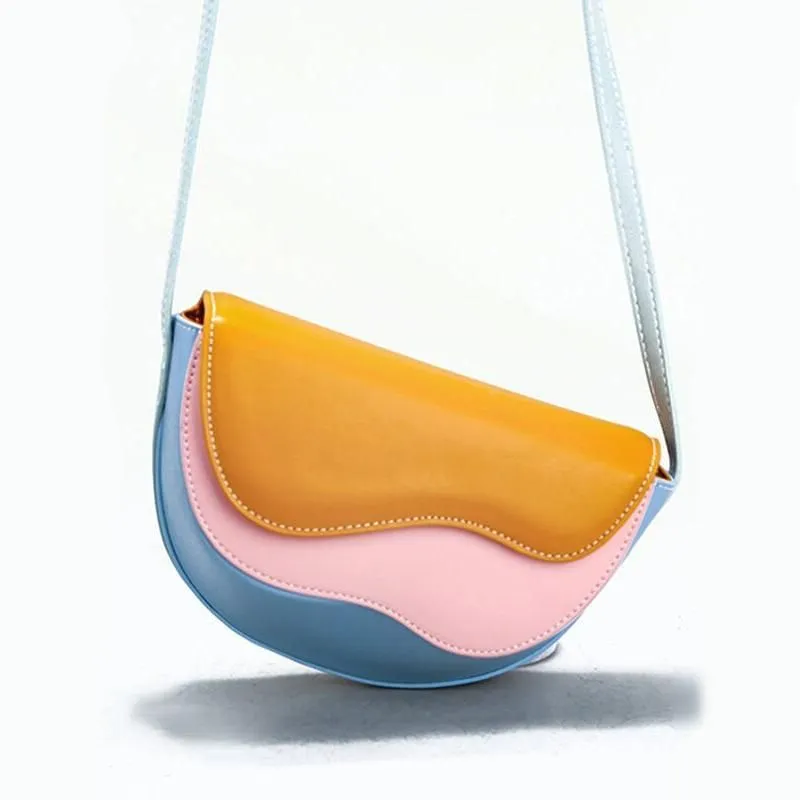 Chic Contrast Color Crossbody Saddle Bag