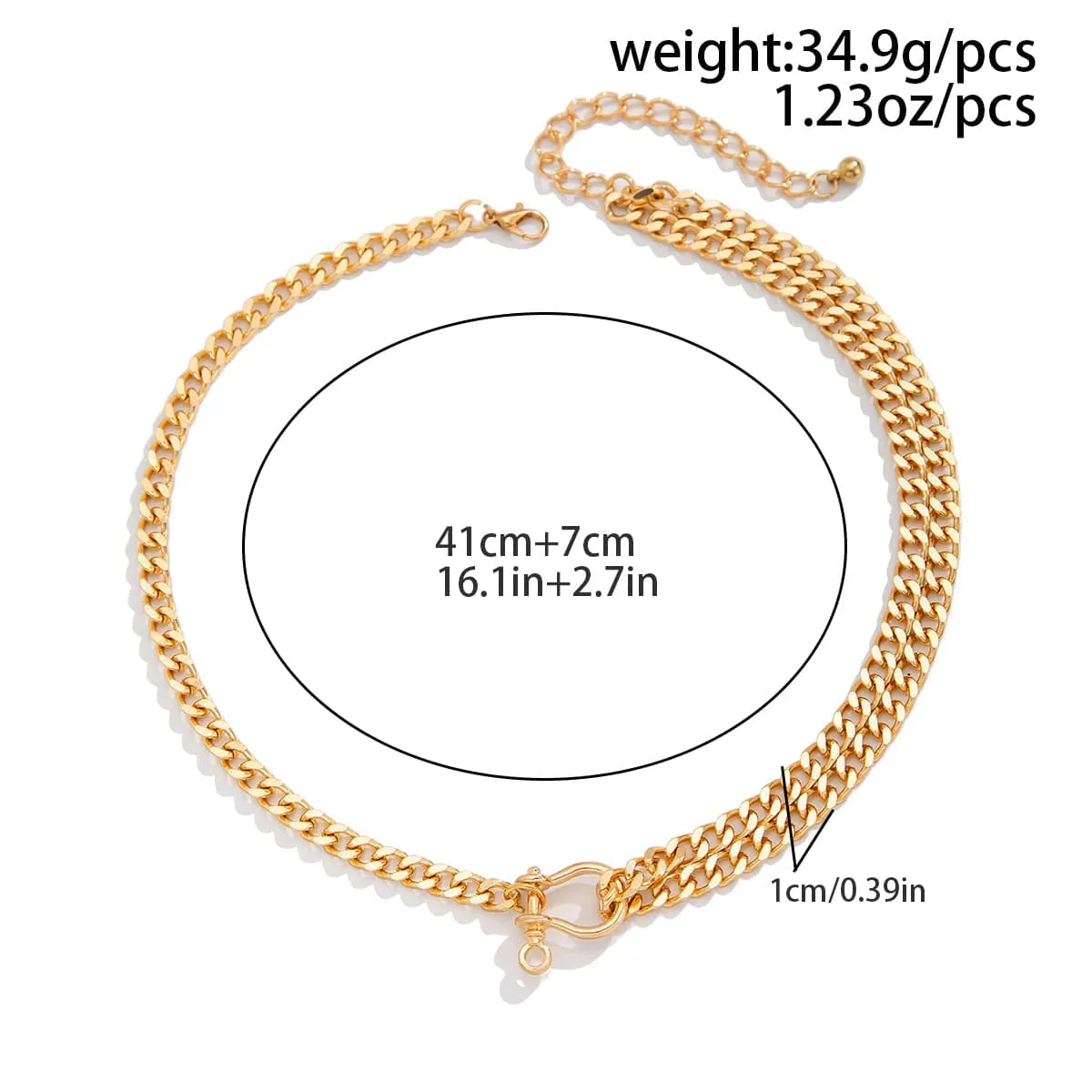 Classic Layered Horseshoe Charm Curb Chain Necklace