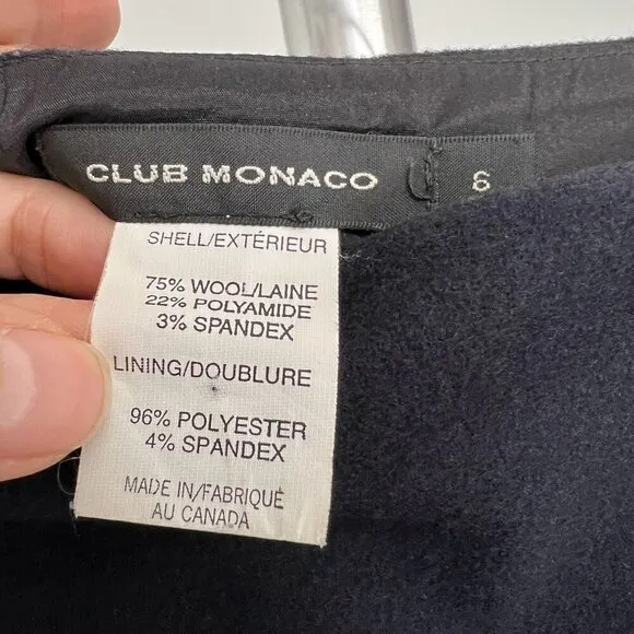 Club Monaco Navy Wool Blend Lined Pencil Skirt Sz 6
