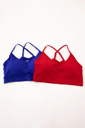 Cobalt and Red Padded Bralette Bundle