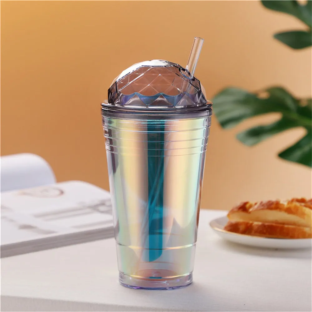 Colorful 560ml Double-Layer Straw Water Bottle for Kids