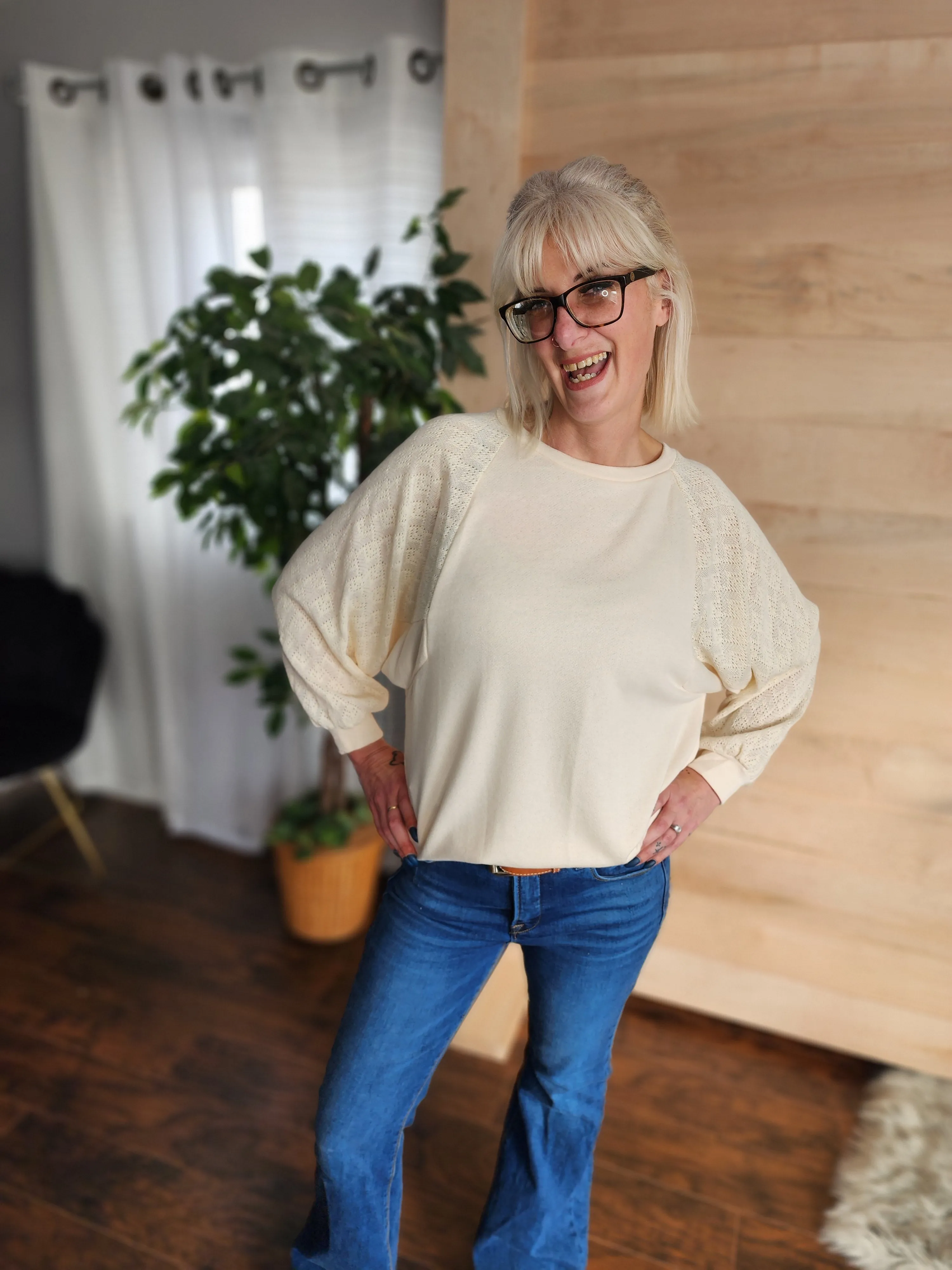 Cream lace long sleeve *