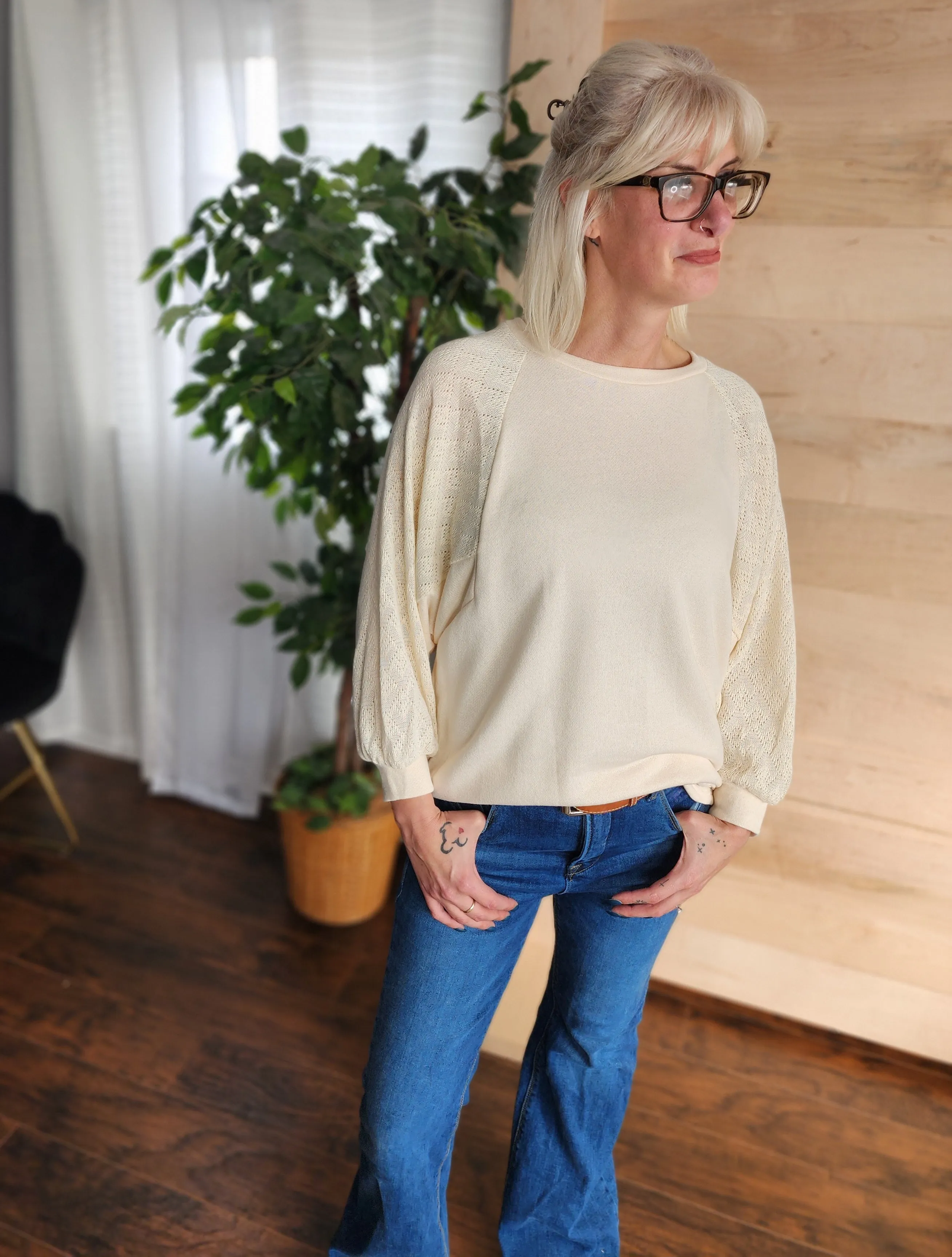 Cream lace long sleeve *