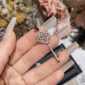 Crystal Floral Key Pendant Necklace