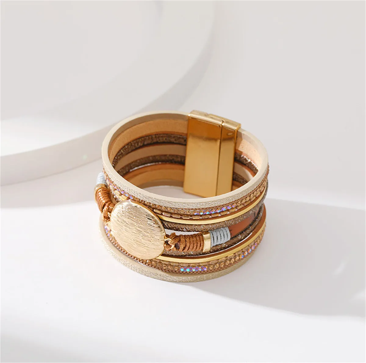 Cubic Zirconia & Polystyrene 18K Gold-Plated Layered Bracelet