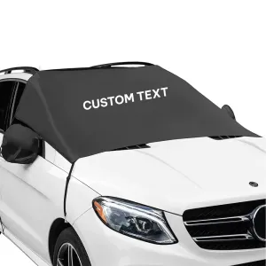Custom Text For Car Windshield Snow Cover, Compatible with All Cars, Large Windshield Cover for Ice and Snow Frost with Removable Mirror Cover Protector, Wiper Front Window Protects Windproof UV Sunshade Cover PU15983