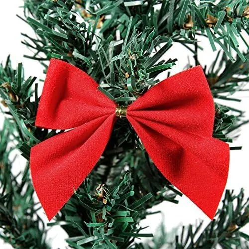 Decorative Bows, 12pcs Wreaths Bows Festival Bowknot Christmas Ribbon Bow Tie Xmas Decorative Bows Ornaments for Christmas Tree Wedding Party Gift (Red)