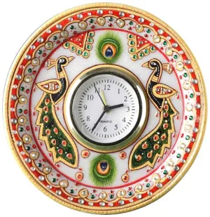 Decorative Marble Clock with Kundan Work