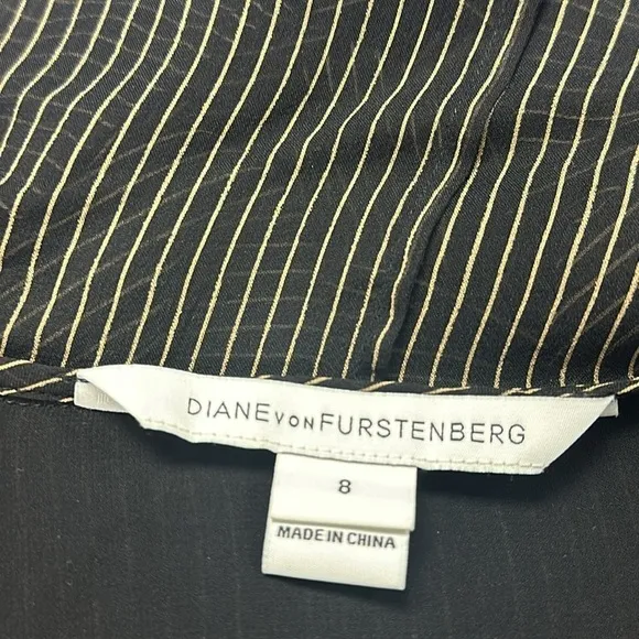 Diane von Furstenberg 'Arabella' Pinstripe Silk Dress Sz 8 Professional Timeless