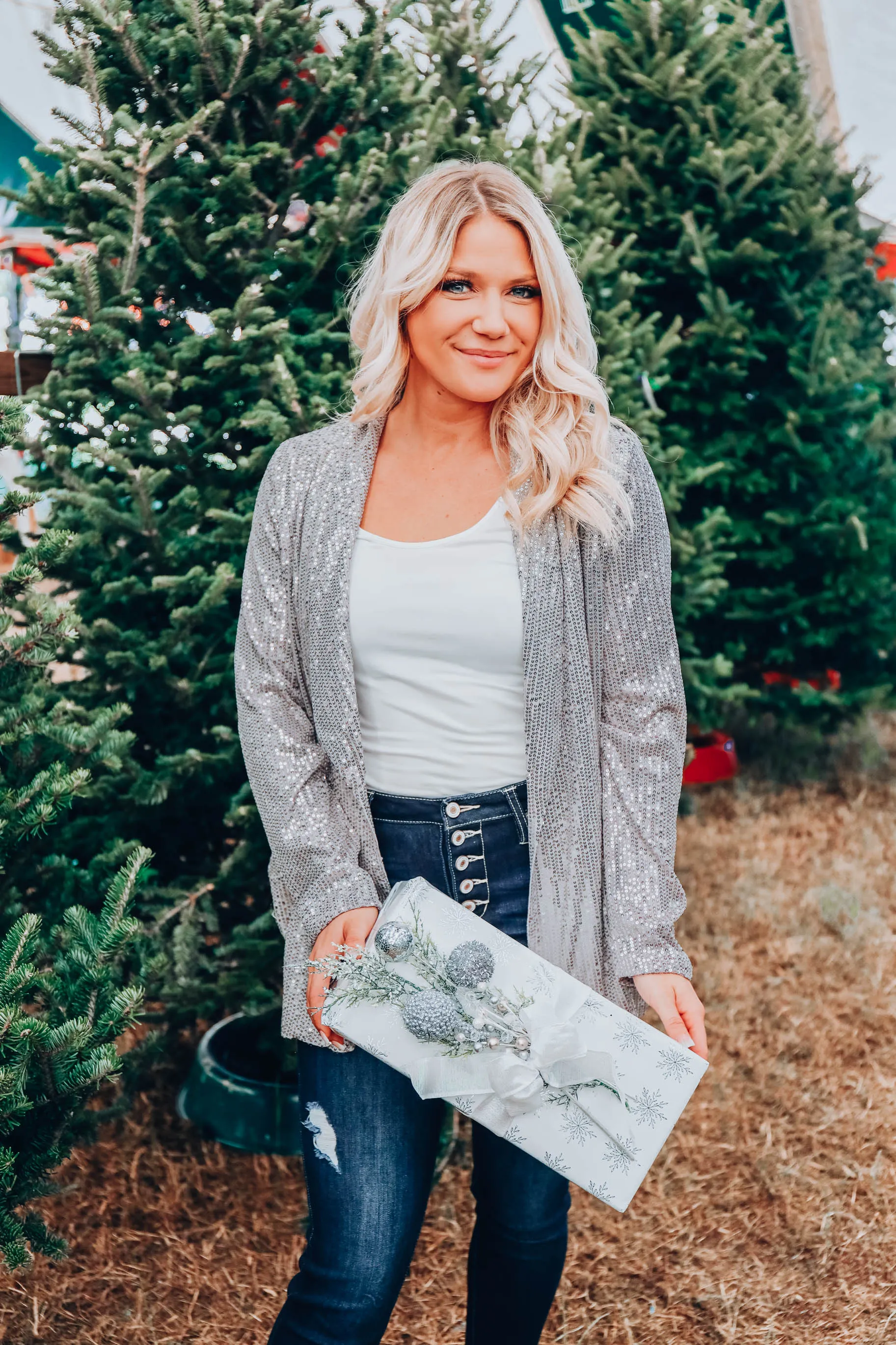 Draped In Sequins Blazer - Silver