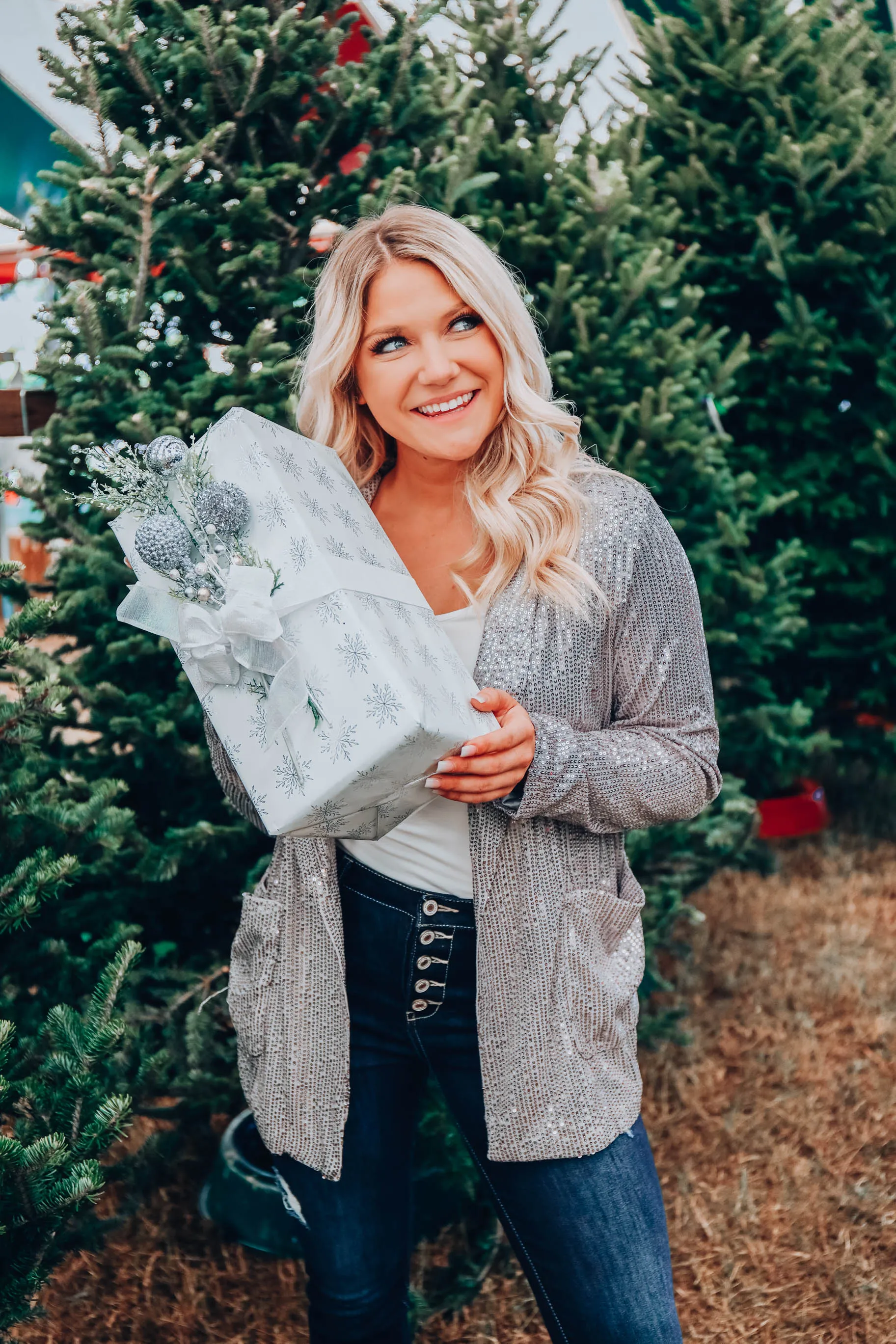 Draped In Sequins Blazer - Silver