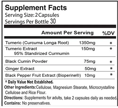 Dulce Sunnah cúrcuma (Curcuma) y negro semillas polvo Veggie cápsula 60 unidades
