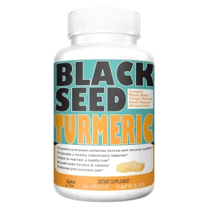 Dulce Sunnah cúrcuma (Curcuma) y negro semillas polvo Veggie cápsula 60 unidades