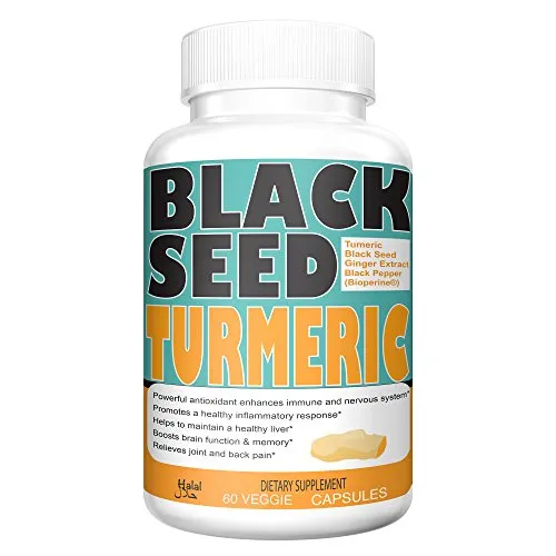 Dulce Sunnah cúrcuma (Curcuma) y negro semillas polvo Veggie cápsula 60 unidades