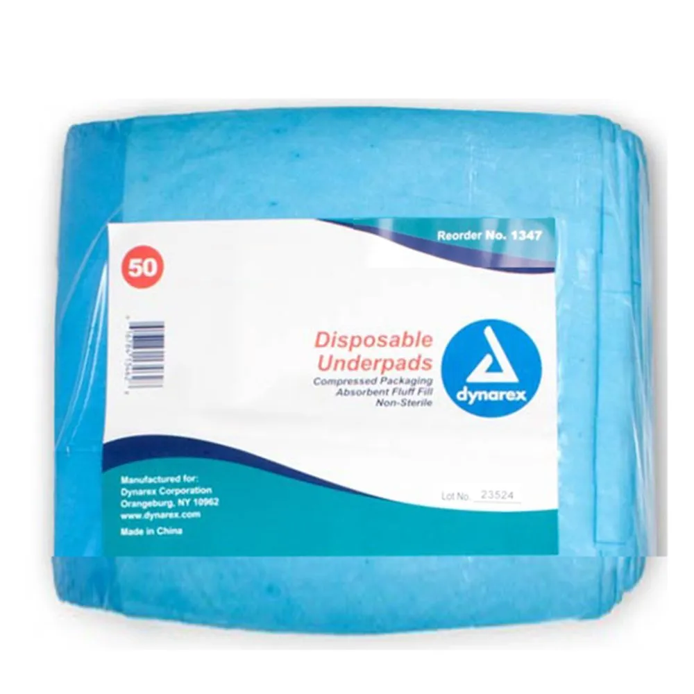 Dynarex #1347 Super-Absorbent Underpads, 30x30 in. 105 gram, 50 ct