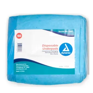 Dynarex #1347 Super-Absorbent Underpads, 30x30 in. 105 gram, 50 ct