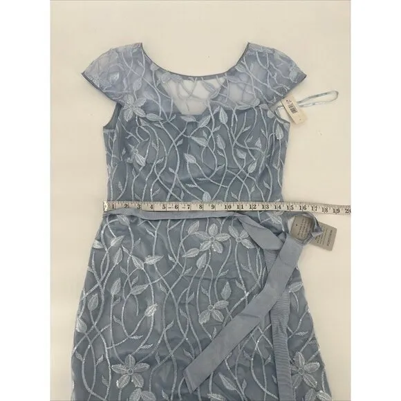 Eliza J Womens Size 6 Blue embroidered illusion floral sheath Cocktail dress New