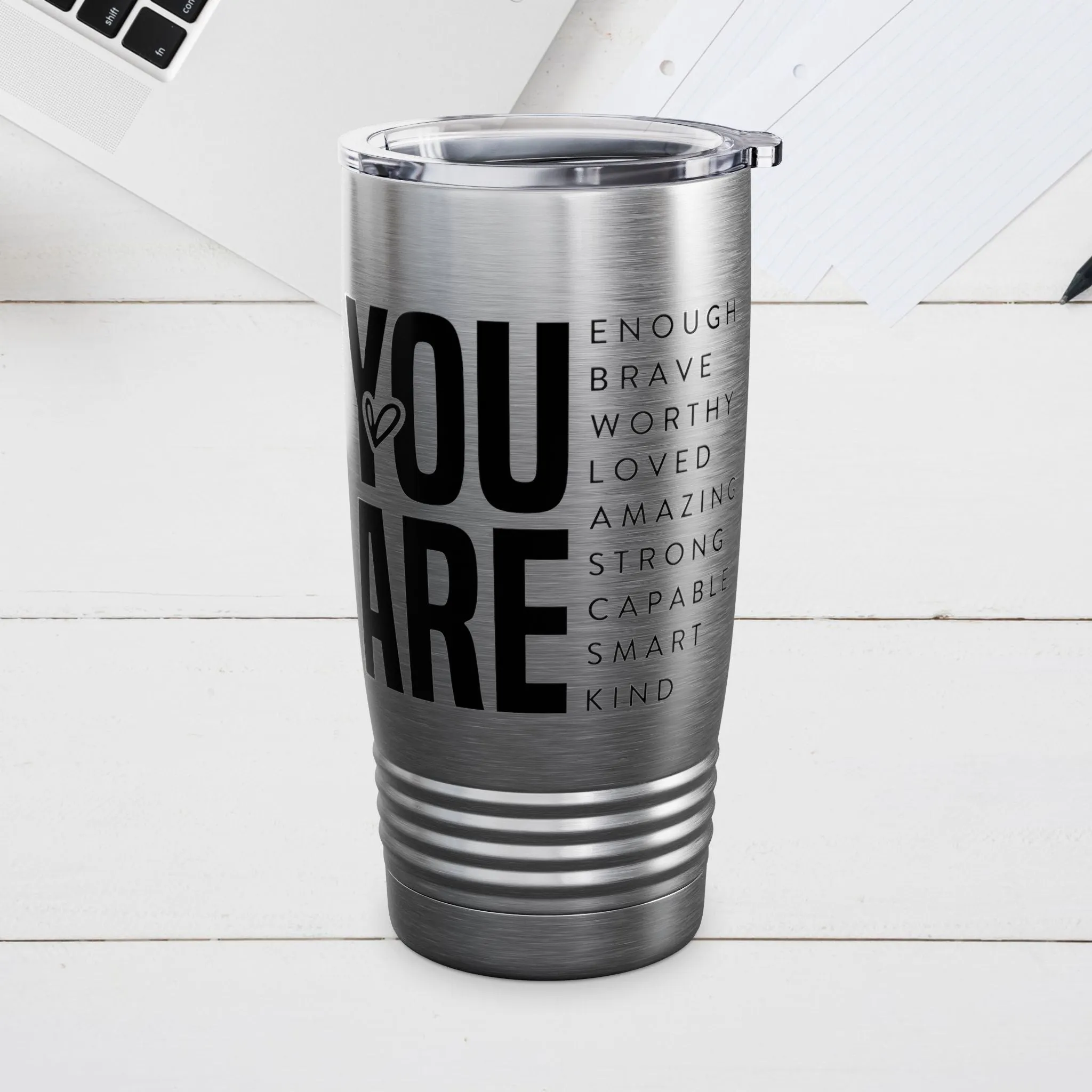 Empowering 20oz Ringneck Tumbler - "You Are Enough" Motivational Drinkware