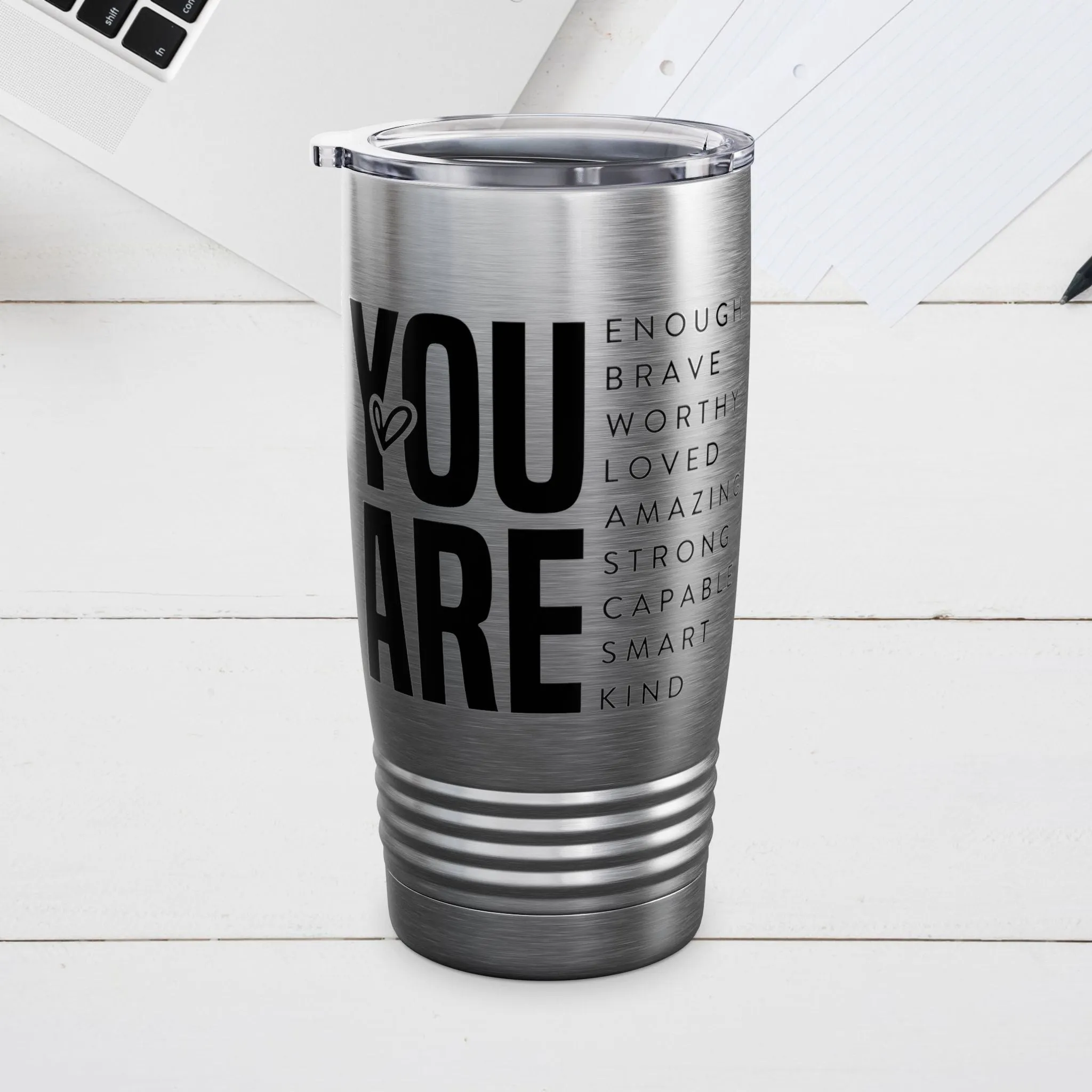 Empowering 20oz Ringneck Tumbler - "You Are Enough" Motivational Drinkware