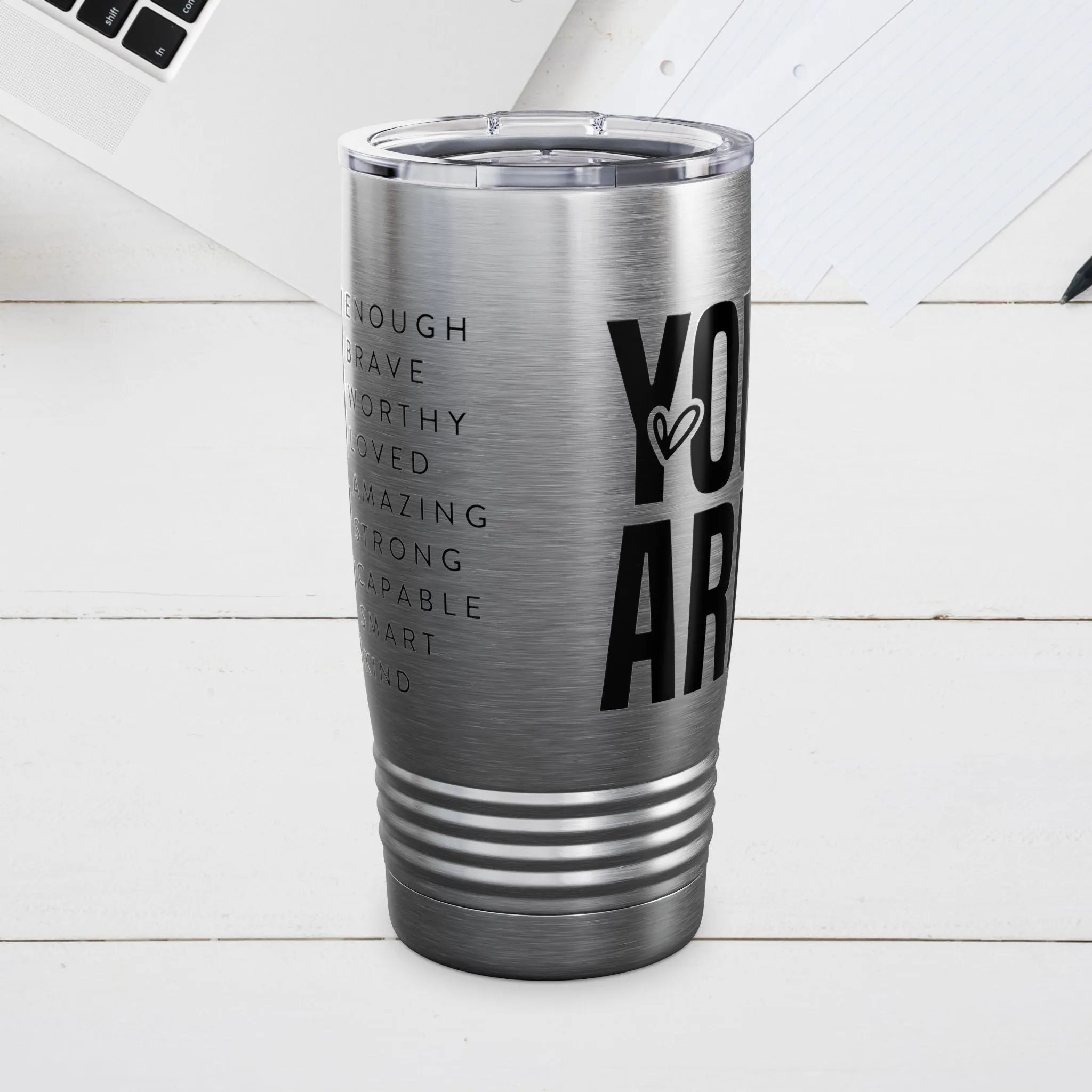 Empowering 20oz Ringneck Tumbler - "You Are Enough" Motivational Drinkware