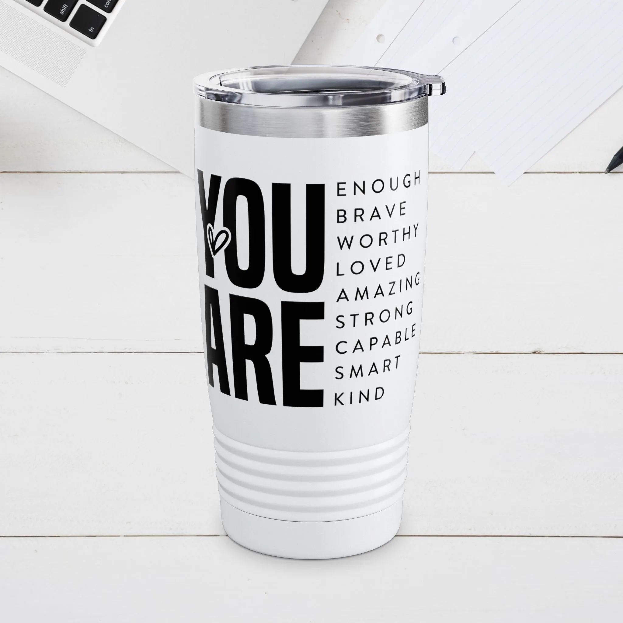 Empowering 20oz Ringneck Tumbler - "You Are Enough" Motivational Drinkware