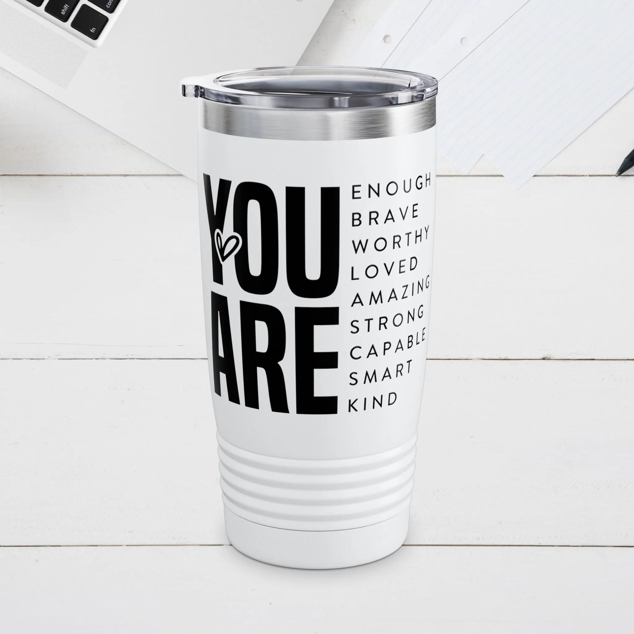 Empowering 20oz Ringneck Tumbler - "You Are Enough" Motivational Drinkware