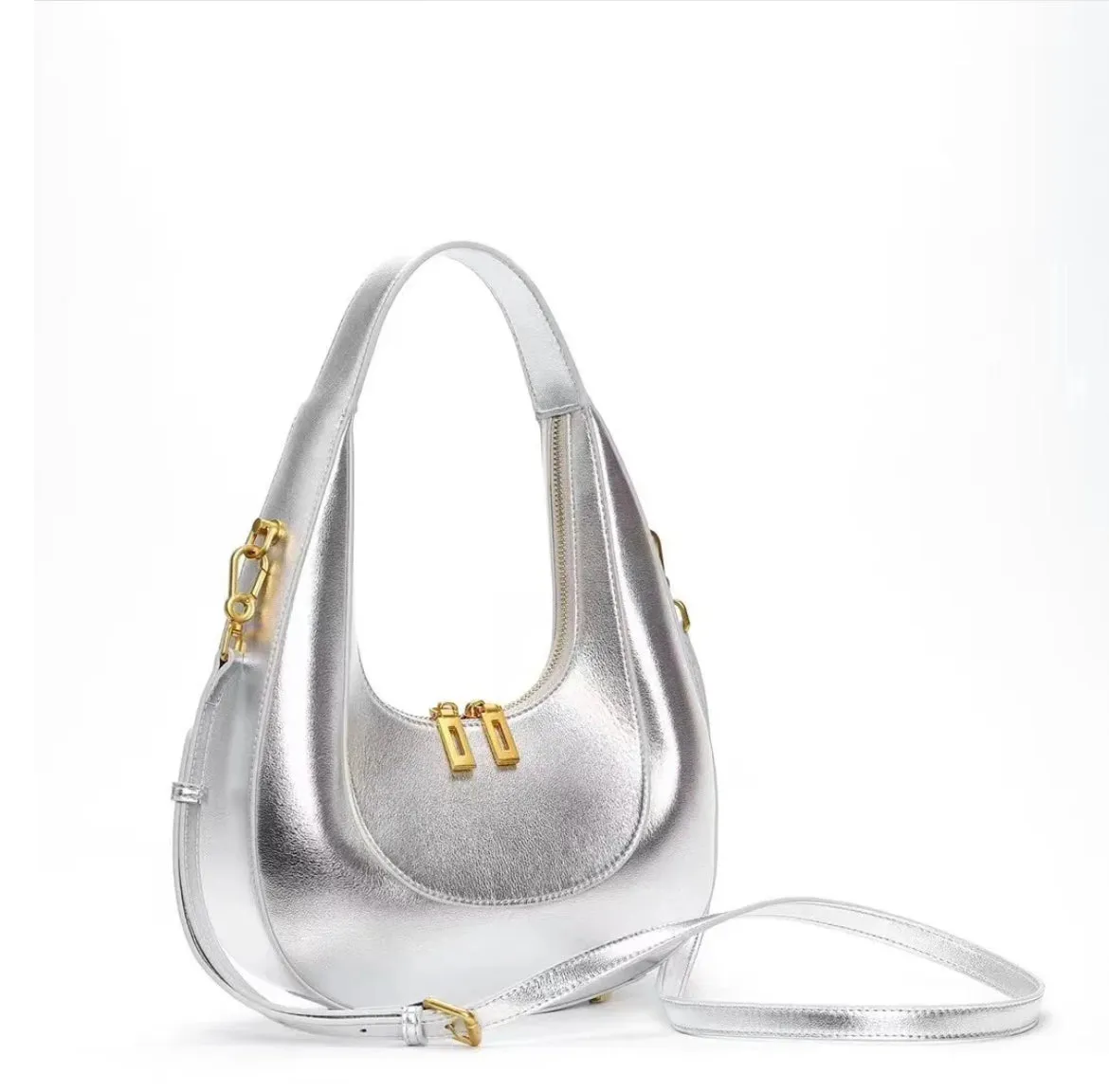 Fallon Shoulder Half moon Bag - Silver