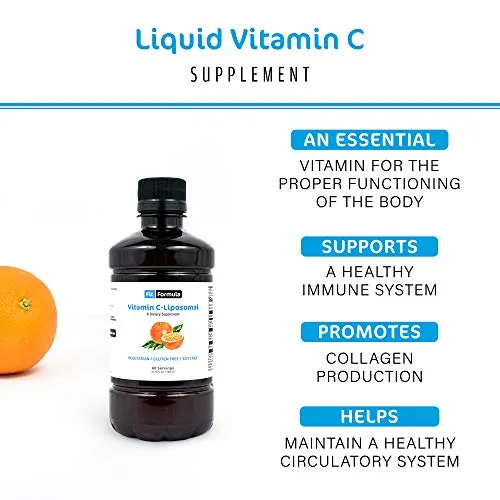 FitFormula Liposomal Vitamin C Liquid – Very High Absorption Liquid Formula – Immune System Support and Collagen Booster Supplement – Vegetarian Dietary Supplement – 60 Servings – 300 ml (10.15 fl oz)