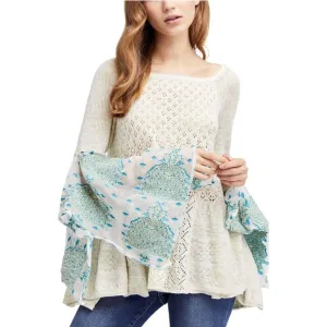Free People Pointelle Breeze Knit Sweater Bell Sleeves Size Small