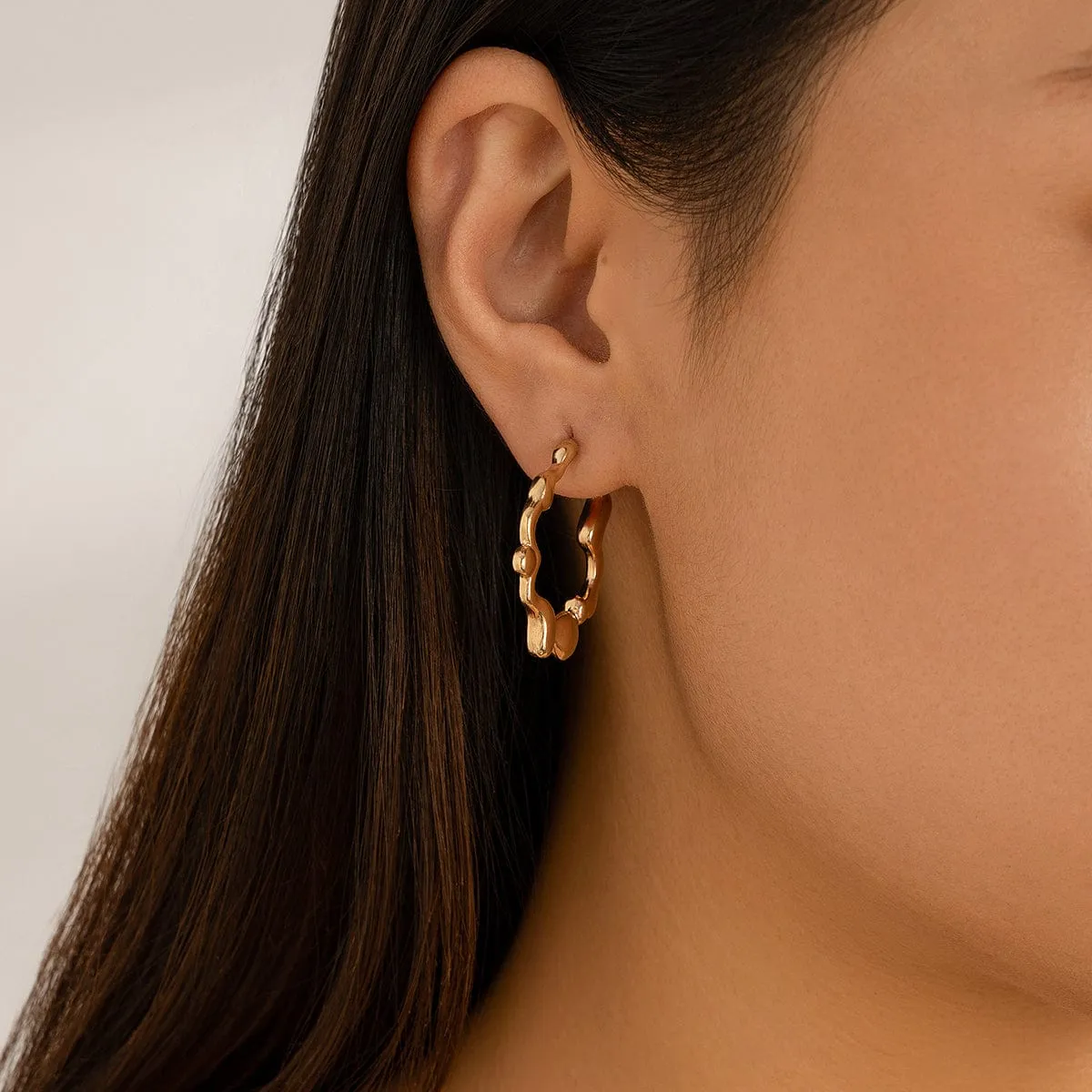 Geometric Flow Waterdrop Open Hoop Earrings